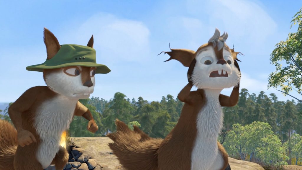 Veli ja Vili ovat metsässä kalliolla. Vili katsoo suu auki ja käpälät poskilla aikaansaamaansa tulipalon alkua. Veli katsoo tuimasti Viliä. 